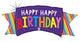 Rainbow Banner Birthday 46" Balloon