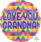 Love You Grandma! Triangle Pattern 17" Balloon