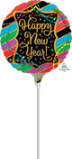 Happy New Year Streamers/Stripes 4" Air-fill Balloon (requires heat sealing)