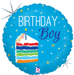 Birthday Cake Boy Holographic 18" Balloon