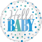 Hello Baby Dots Blue 18" Balloon