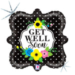 Floral Get Well Soon Holographic 18" Balloon