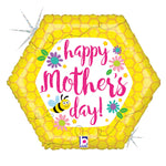 Mom's Day Bee and Flower Holographic 18" Balloon