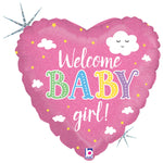 Welcome Baby Girl Holographic 18" Balloon
