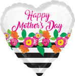 Happy Mother's Day Flowery Stripes 18" Balloon