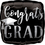 Congrats Grad Silver/Black 18" Balloon