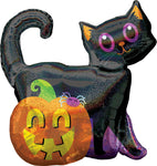 Black Cat/Pumpkin Holographic 28" Balloon