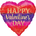 Happy Valentine's Day Watercolor Stripes 17" Balloon