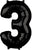 Number 3 Black 26" Balloon