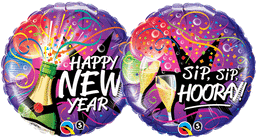 Happy New Year! Sip, Sip, Hooray! 18" Balloon