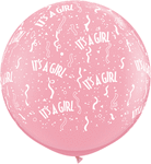 Pink It's a Girl-A-Round 3' Latex Balloons (2 count)