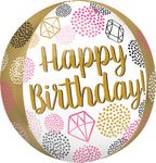 Happy Birthday Gems Orbz 16" Balloon