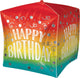 Happy Birthday Gradient Swirls Cubez 15" Balloon