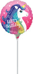 Pink Unicorn Happy Birthday 9" Air-fill Balloon (requires heat sealing)