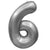 Number 6 - Metal Balloons - Silver 32″ Balloon