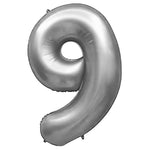 Number 9 - Metal Balloons - Silver 32" Foil