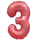 Number 3 - Metal Balloons - Crimson Red 32" Foil