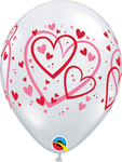 Red/Pink Pattern Hearts 11" Latex Balloons (50 count)