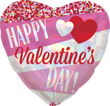 Happy Valentine's Day Iridescent Stripes Holographic 18" Balloon