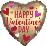 Happy Valentine's Day Satin Gold Sateen 18" Balloon