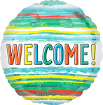 Welcome Watercolor Stripes 17" Balloon