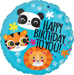 Lion, Tiger & Panda Happy Birthday To You! 17" Balloon