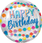 Happy Birthday Rainbow Puffs Orbz 16" Balloon
