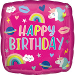 Happy Birthday Unicorn Icons 17" Balloon