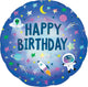 Happy Birthday Outer Space Holographic 18" Balloon