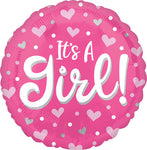 It's A Girl Hearts and Dots 17" Balloon