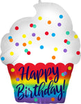 Happy Birthday Satin Cupcake 18" Balloon