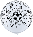 White Soccer Balls-A-Round 3′ Latex Balloons (2 count)