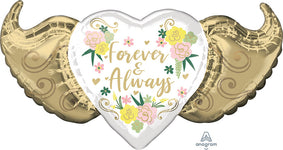 Forever And Always Floral Winged Heart 39" Balloon
