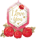 I Love You Gem & Roses 30" Balloon