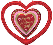 Happy Valentine's Day Golden Hearts Open Heart 39" Balloon