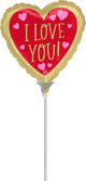 Love You Red and Gold 4" Air-fill Balloon (requires heat sealing)