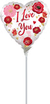 Satin Love You Flowers 4" Air-fill Balloon (requires heat sealing)