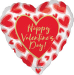 Happy Valentine's Day Blush Lined Hearts 17" Balloon