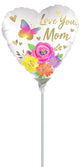 Love You Mom Satin Floral 9" Air-fill Balloon (requires heat sealing)