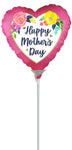 Satin Happy Mother's Day Watercolor Floral Pink 9" Air-fill Balloon (requires heat sealing)
