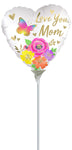 Love You Mom Satin Floral 4" Air-fill Balloon (requires heat sealing)