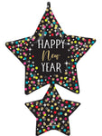 Happy New Year Colorful Confetti Stars 37" Balloon