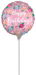 Satin Happy Birthday Peony 4" Air-fill Balloon (requires heat sealing)