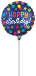 Satin Happy Birthday Blue Confetti 4" Air-fill Balloon (requires heat sealing)