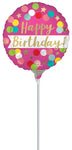 Satin Happy Birthday Pink Confetti 4" Air-fill Balloon (requires heat sealing)