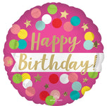 Satin Happy Birthday Pink Confetti 18" Balloon
