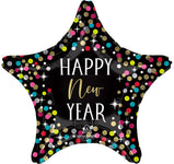 Happy New Year Colorful Confetti Star 19" Balloon