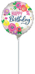 Satin Artful Floral Birthday 4" Air-fill Balloon (requires heat sealing)