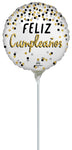 Black Silver Gold Feliz Cumpleanos 4" Air-fill Balloon (requires heat sealing)