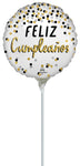 Black Silver Gold Feliz Cumpleanos 9" Air-fill Balloon (requires heat sealing)